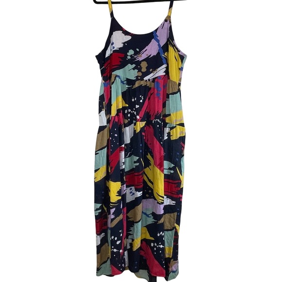 YESNO Women's Multicolored Cotton Sundress Size 2XL Long Casual Artsy Resort‎ - Picture 1 of 12